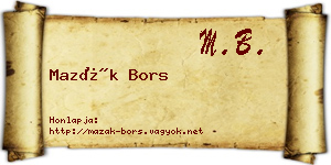 Mazák Bors névjegykártya